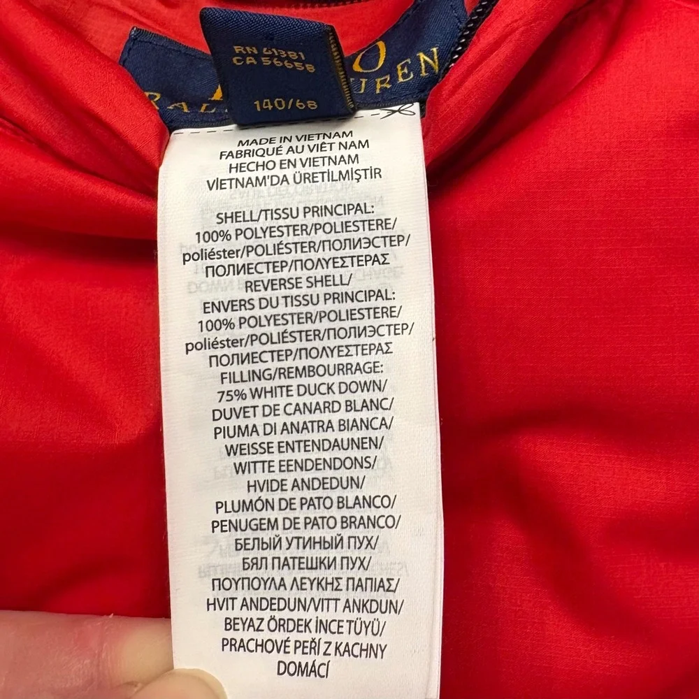Polo Ralph Lauren Puffer Vest Kids 8 Red Navy Reversible Down Quilted Vest NEW